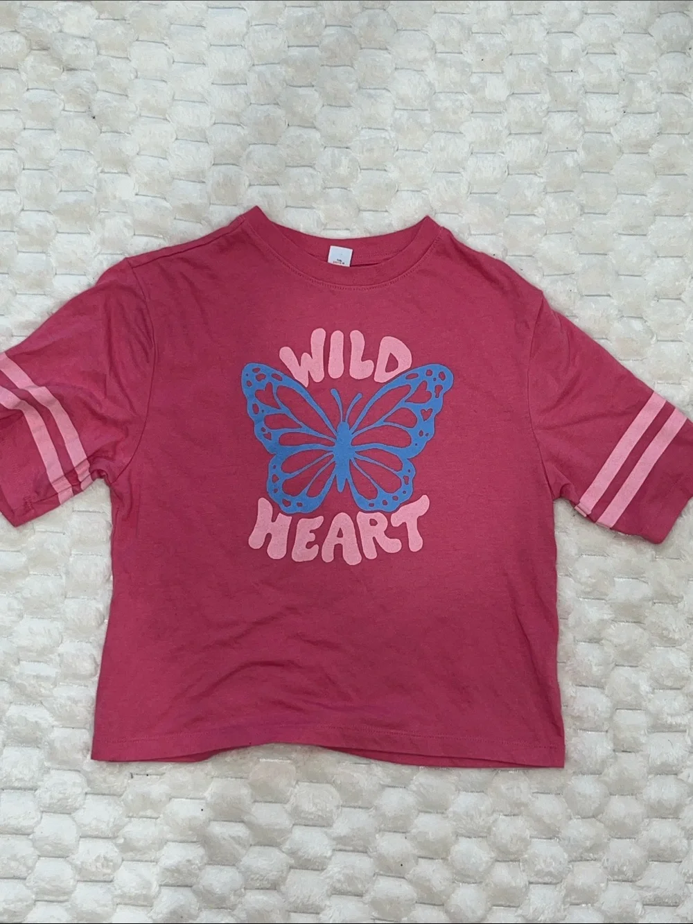 Old Navy Pink Tee with Blue Butterfly 